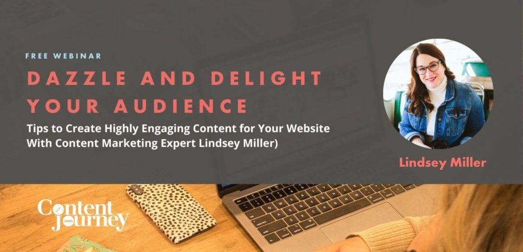 Webinar slide: Dazzle and Delight Your Audience with Lindsey Miller