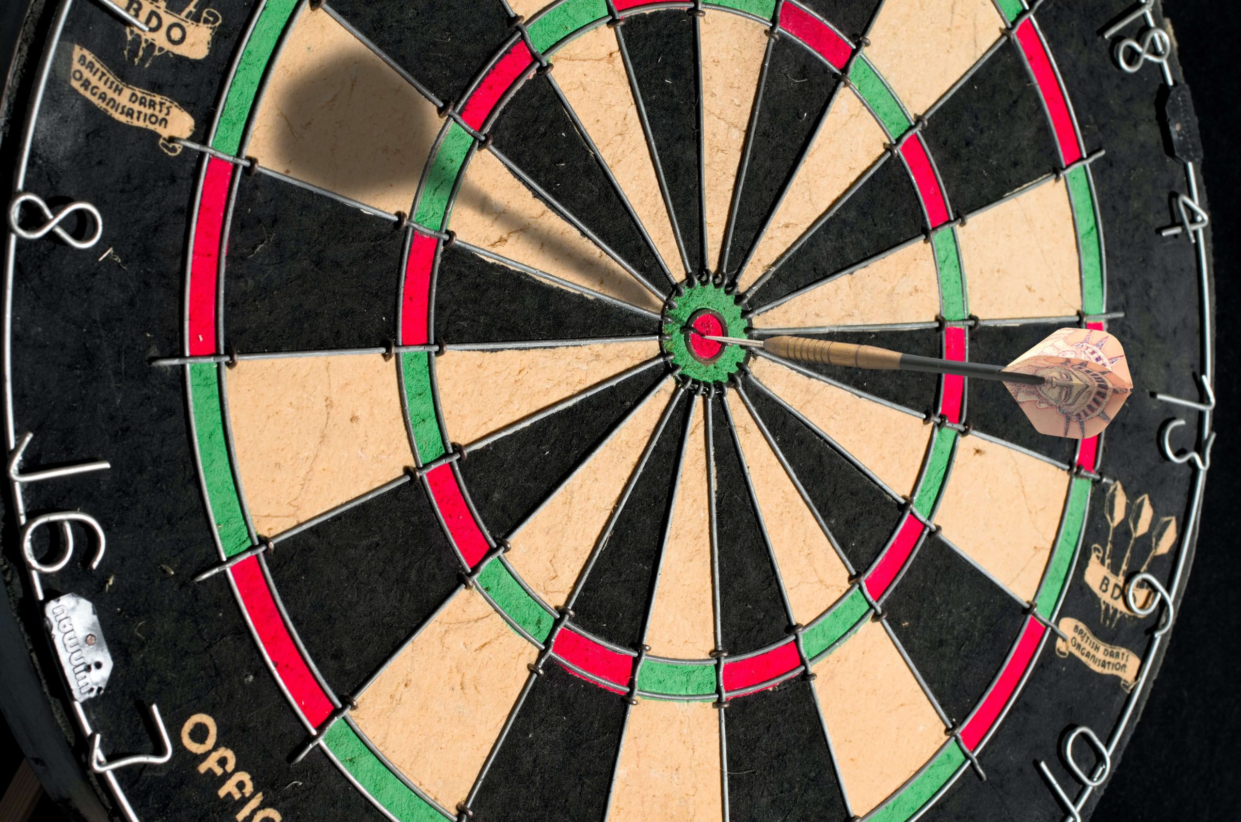 The center target on the dart board.