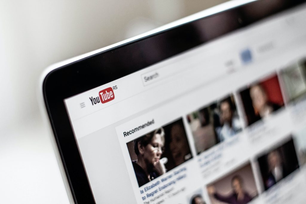 Close-up of a YouTube screen on a laptop